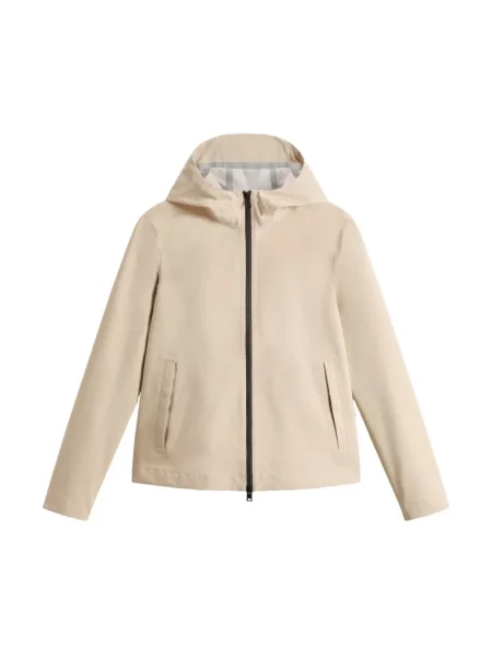 Lekka kurtka Woolrich ze stretchu beżowa