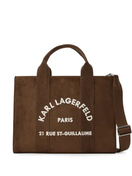 Geantă shopper Karl Lagerfeld din piele de căprioară maro