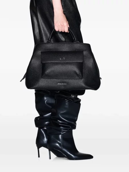 Шопинг чанта Armani Exchange с автограф черно