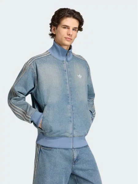 Bunda adidas Firebird Adicolor Denim Track Top Jacket Worn Blue Denim M modrá