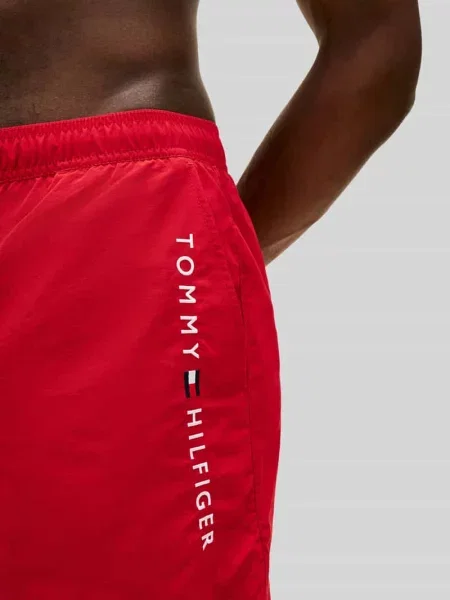 Kąpielówki Tommy Hilfiger z nadrukiem czerwone