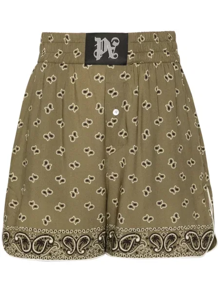 Pantaloni scurți Palm Angels cu imagine alergare verde