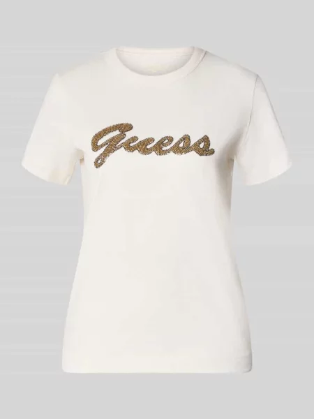 T-shirt z logo z pereł Guess