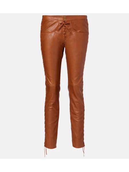 Spodnie Isabel Marant skórzane brązowe