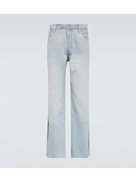 Straight fit džíny Erl s nízkým pasem modré