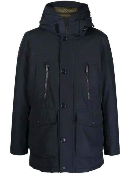 Ilgas paltas Woolrich su gobtuvu mėlyna