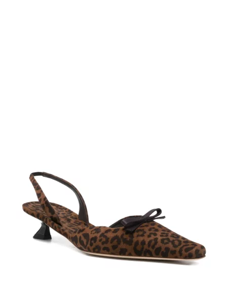 Pantofi cu toc 3juin cu funde cu model leopard maro