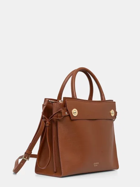 Guess geantă de piele BIANCA maro