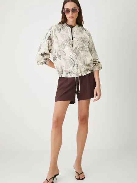 Medicine kurtka bomber lniana multicolor przejściowa