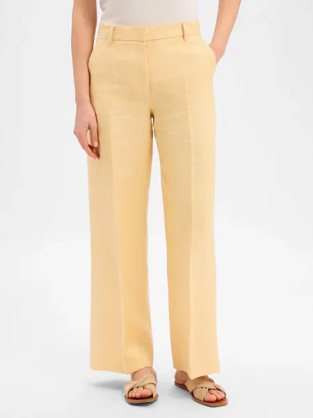 Weekend Max Mara Lniane spodnie Kobiety len jednolity 36 żółty