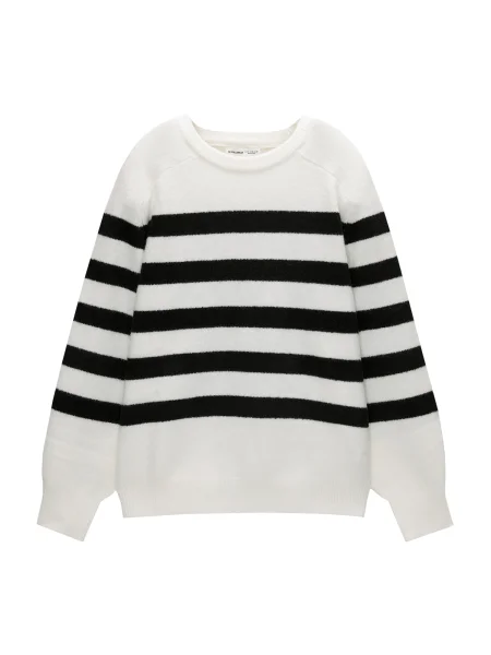 Pull&Bear Pulover negru alb