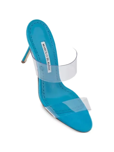 Sandale Manolo Blahnik din piele de căprioară transparente alb