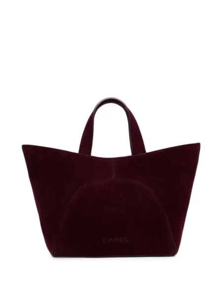 Τσάντα shopper Carel Paris σουέτ με αυτόγραφο κόκκινο