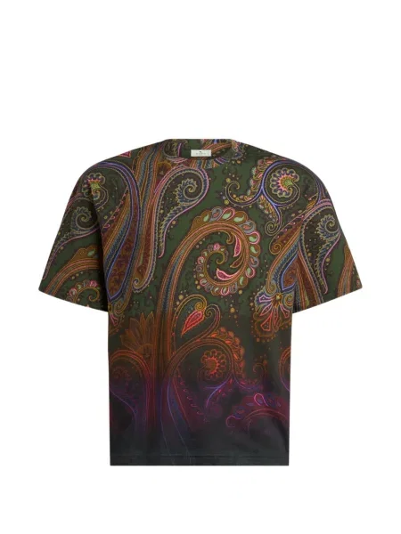 Tricou Etro din jerseu cu model paisley verde