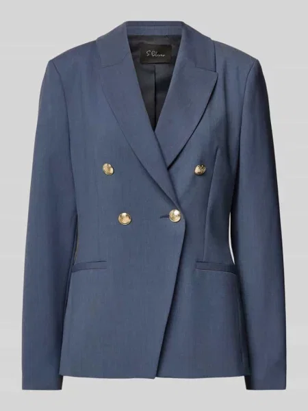 Żakiet o kroju slim fit z dwurzędowym zapięciem na dwa S.oliver Black Label niebieska
