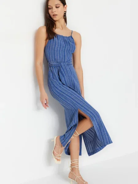 Midi obleka Trendyol modra