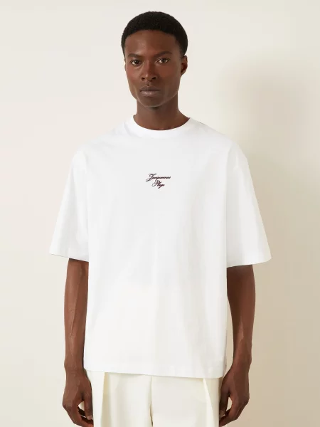 Jacquemus Oversized Tričko Le T-Shirt Bateau / tmavě červená bílá