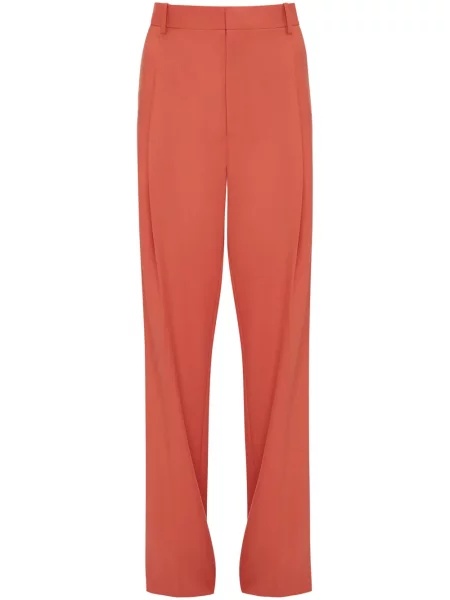 Pantaloni Victoria Beckham plisate cu picior lat portocaliu