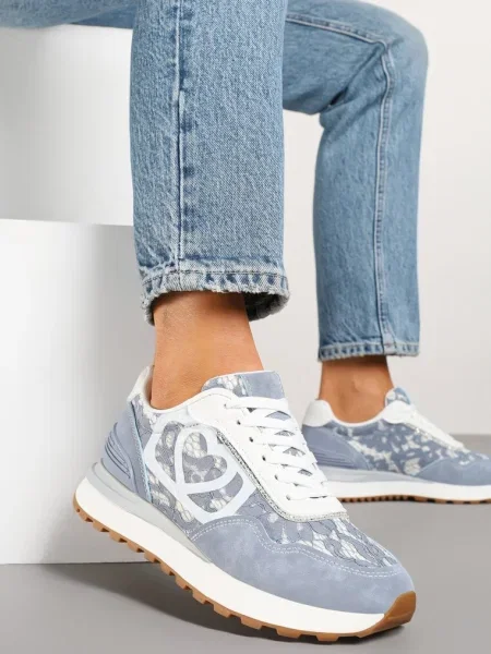 Buty Sportowe Sneakersy z Koronkowymi Zdobieniami Dallriva niebieskie