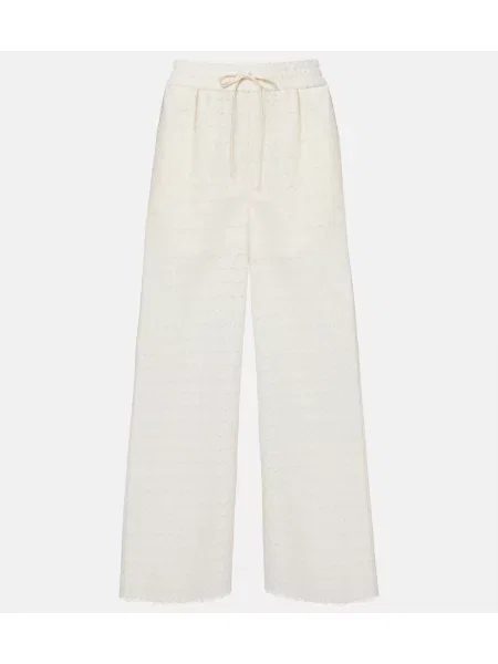 Pantaloni Valentino cu broderie alb