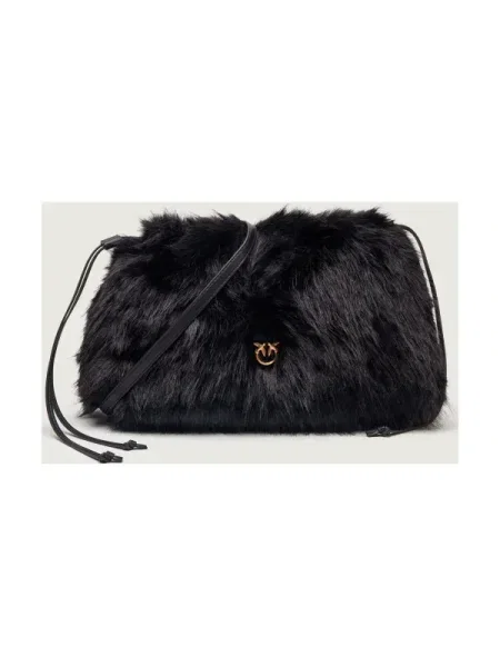 Pinko Geantă pe umăr MAXI CLUTCH cu adaos de piele negru