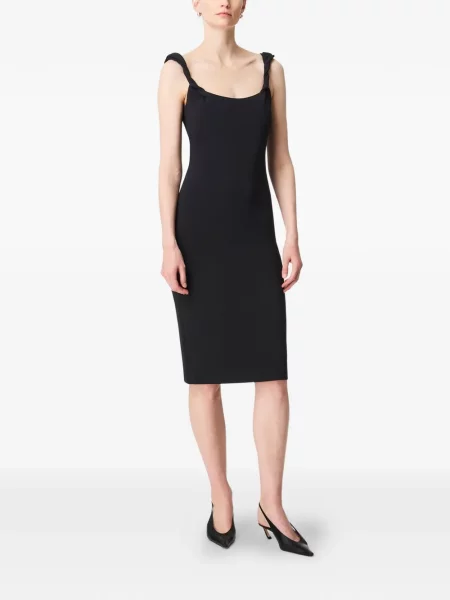 Rochie midi Another Tomorrow cu bretele negru