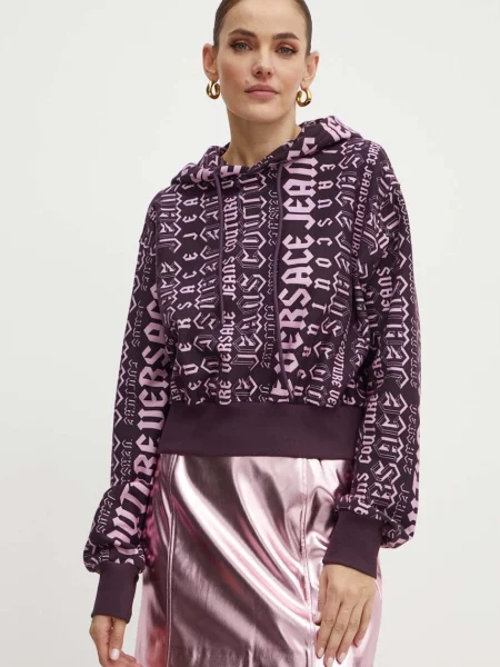 Versace Jeans Couture hanorac de femei cu glugă modelator violet