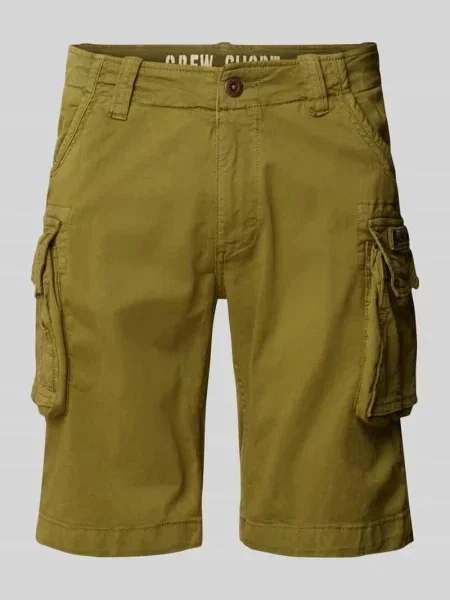 Szorty cargo o kroju regular fit z wyhaftowanym logo model ‘CREW SHORT’ Alpha Industries