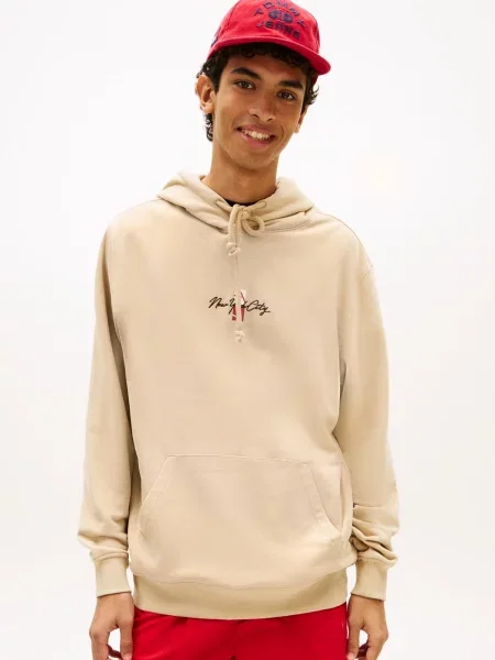 Tommy Jeans sweter z kapturem Mężczyźni jednolity M brązowy