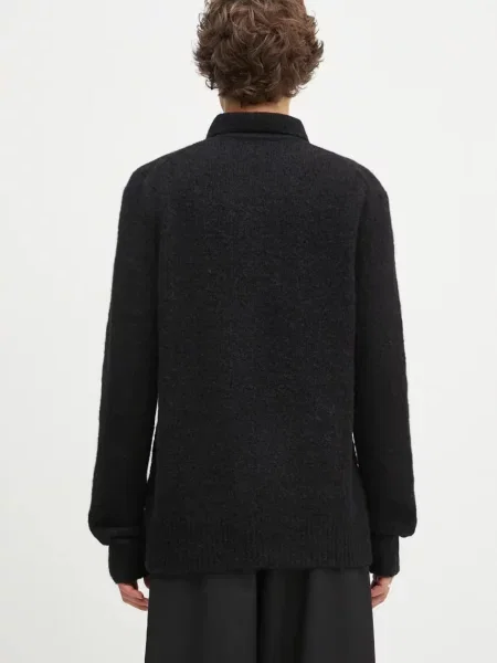 Vlněný svetr Norse Projects Rasmus Relaxed Brushed Polo černý