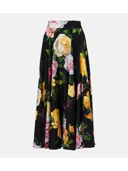 Svileno midi krilo Dolce&gabbana s cvetličnim vzorcem