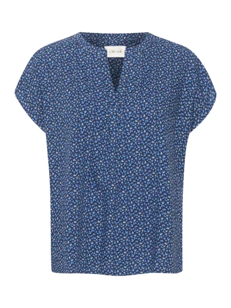 Cream Bluză Tiah albastru / bleumarin alb
