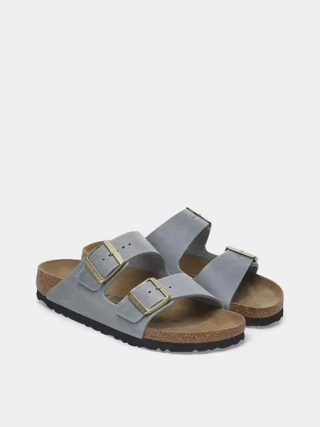 Кожаные шлепанцы Birkenstock серые