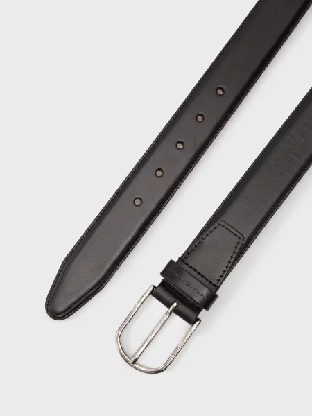 Кожаный ремень Tommy Hilfiger в деловом стиле черный