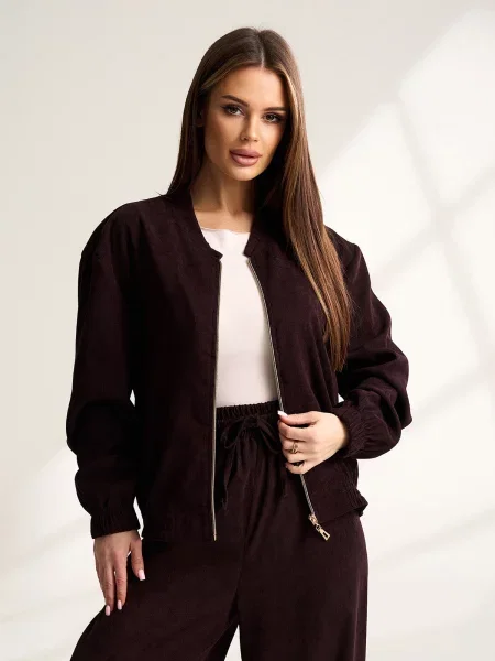 Бомбер ISSA Plus темно-коричневий вельвет коричневий