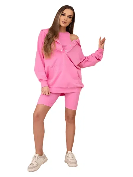Set mikiny topu a krátkých legín barvy růžové