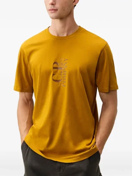 Scurt tricou C.p. Company din jerseu cu autograf galben