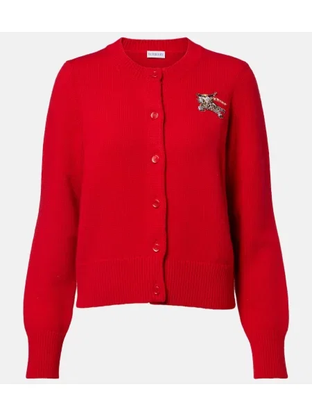 Cardigan Burberry de lână roșu