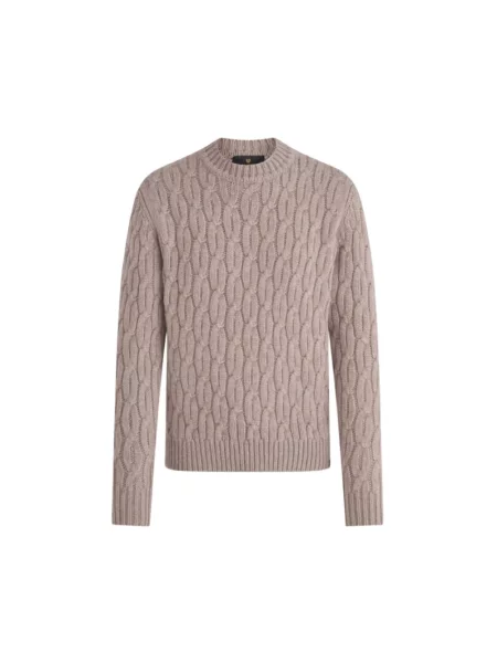 Sweter Belstaff wełniany z dekoltem w serek beżowy