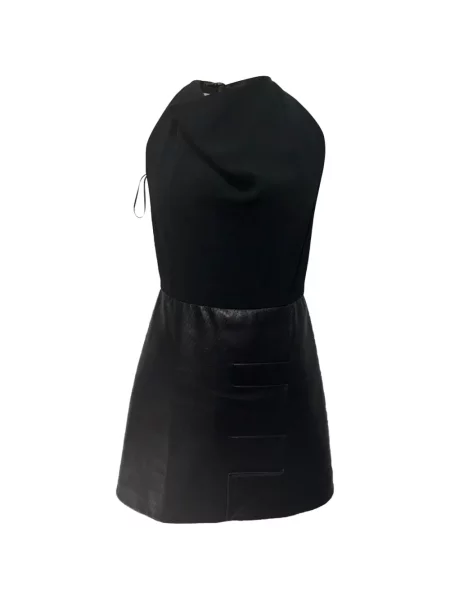 Кожена мини рокля Roland Mouret с халтер деколте черно