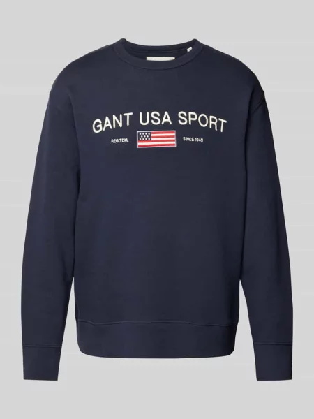 Bluza z wyhaftowanym logo Gant granatowa