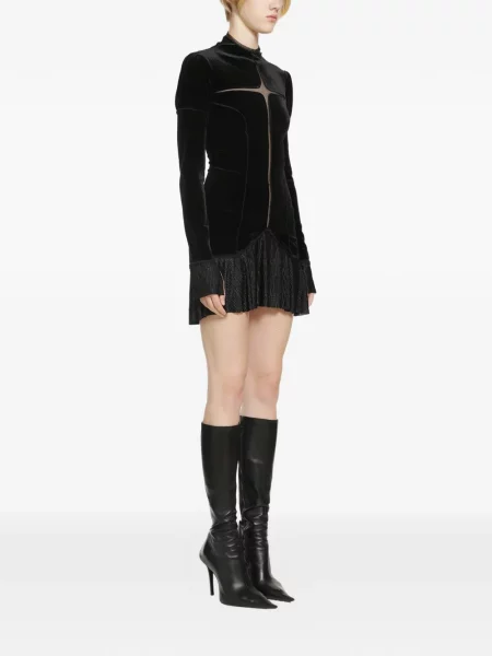 Rochie mini Daisy de catifea negru