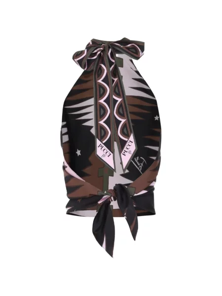 Top Pucci de mătase cu gât halter verde