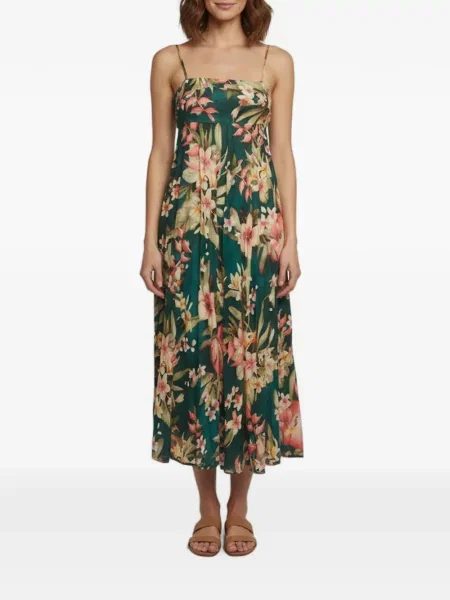 Rochie midi Zimmermann cu model floral cu imagine verde