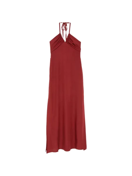 Rochie maxi Moutaki cu gât halter roșu