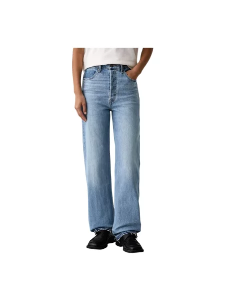 Lniane jeansy Levi's niebieskie