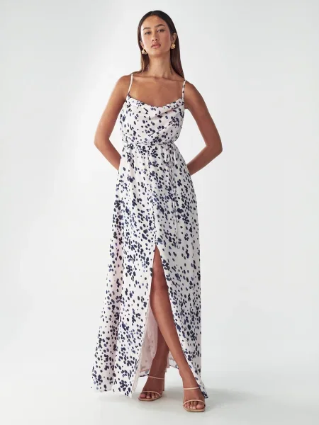 Willa Rochie de seară BRODIE albastru / bleumarin alb