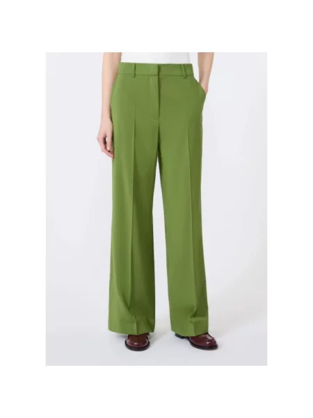 Spodnie Weekend Max Mara wełniane zielone