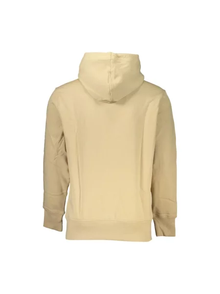 Bluza z kapturem Calvin Klein z kapturem z nadrukiem beżowa
