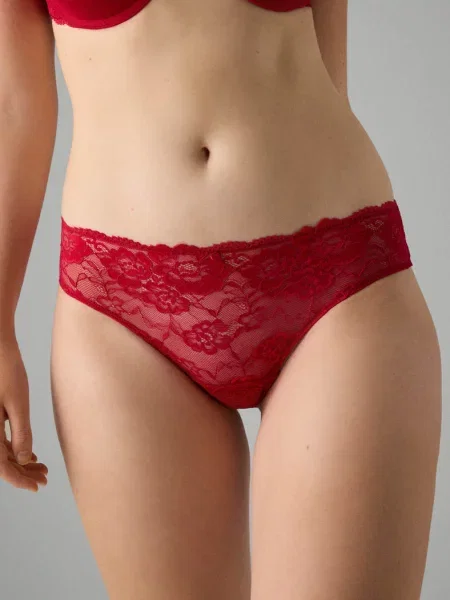 Кружевные трусики слипы червоні